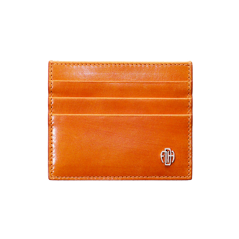Sicily Orange – Hand-Brushed Leather Card Holder